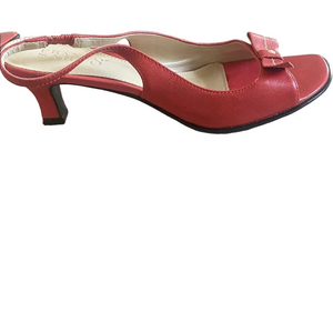 Franco Sarto Orange-Red Slingback Heels open Toe Kitten Heel Sz 6.5